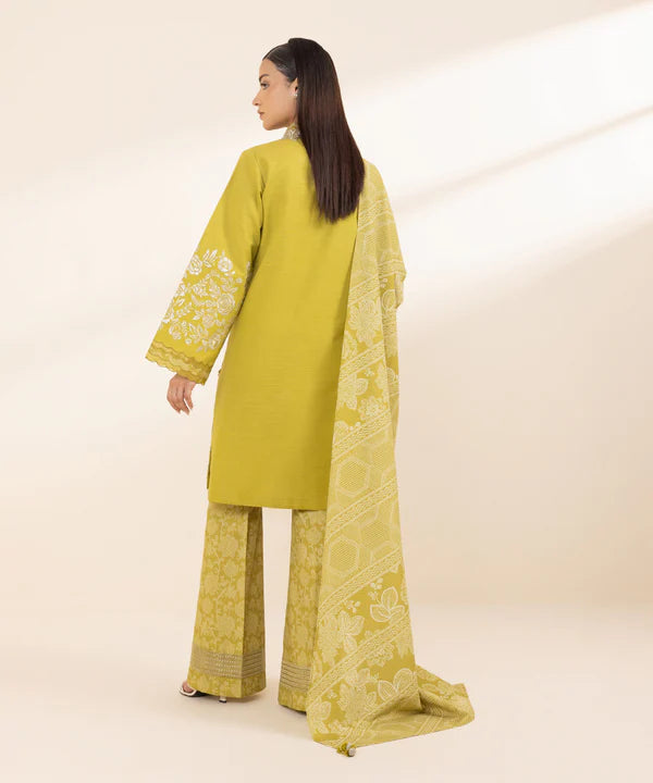 3 Piece - Embroidered Light Khaddar Suit