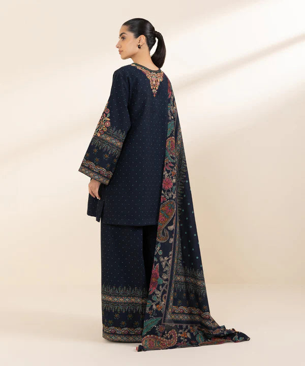 3 Piece - Embroidered Khaddar Suit