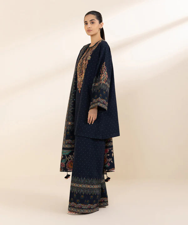 3 Piece - Embroidered Khaddar Suit