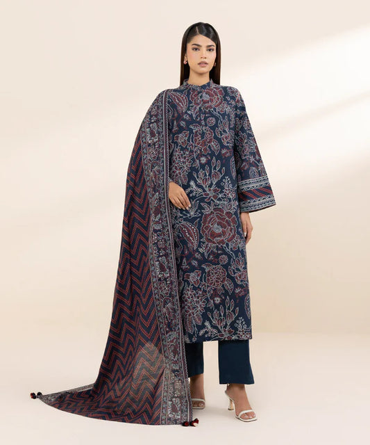 3 Piece - Printed Khaddar Suit