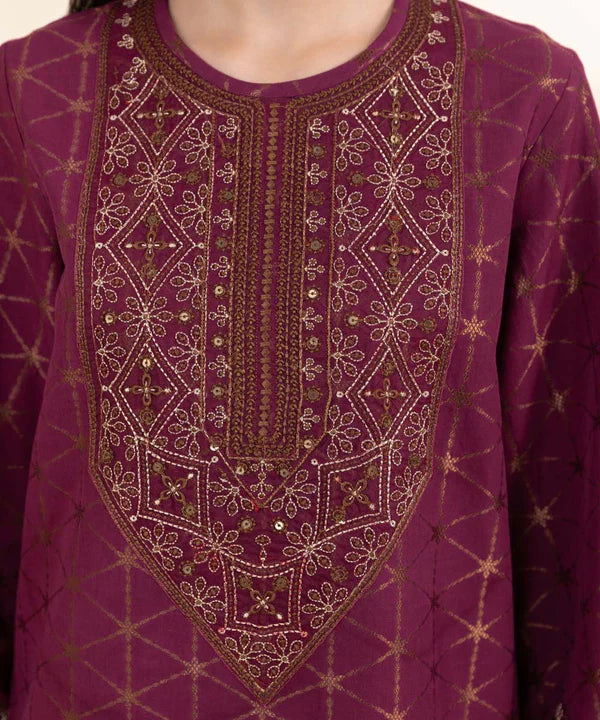 3 Piece - Embroidered Jacquard Suit