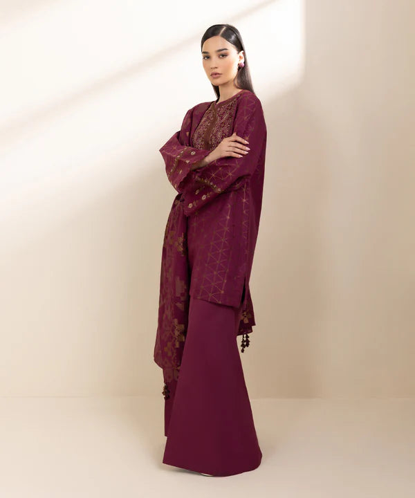 3 Piece - Embroidered Jacquard Suit