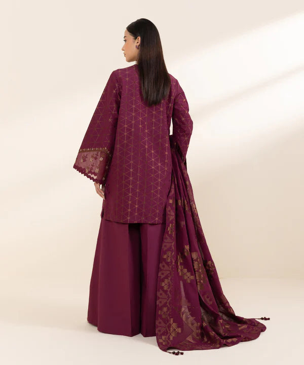 3 Piece - Embroidered Jacquard Suit